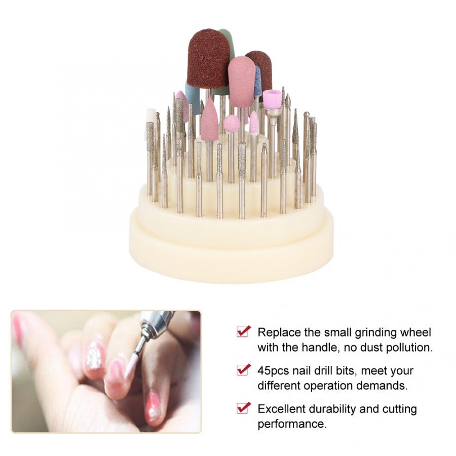 Voor manicure 45 stuks nagelboorbits vijl slijpkopset elektrische manicure pedicure nagelkunstgereedschap