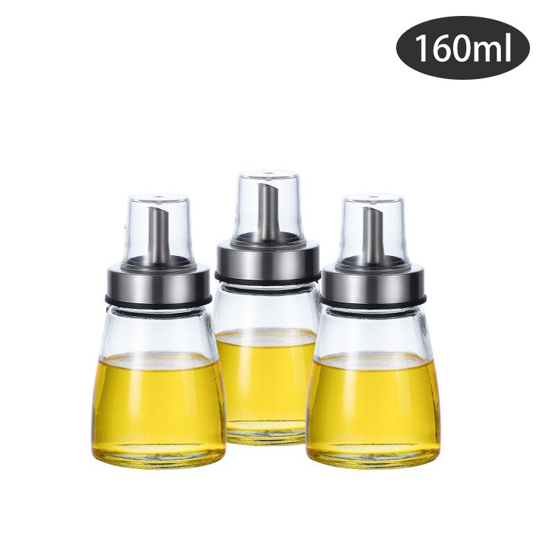 Conjunto de 3 frascos de vidrio para aceites líquidos, tarros de acero inoxidable para condimentos, especias, cocina, organización de condimentos, accesorios