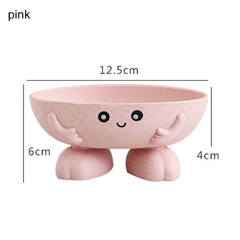 Porte-savon boîte à savon paille de blé salle de bain douche fournitures drainant outil cuisine dessin animé forme antidérapant: Rose