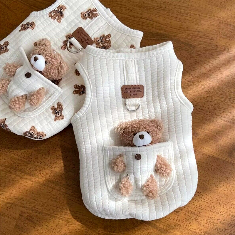 Puppy Clothes Autumn Winter Cat Desinger Vest Pet Cute Cartoon Soft Shirt Small Dog Harness Chihuahua Poodle Yorkshire