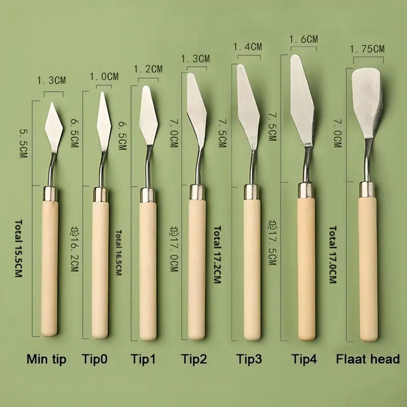 7 unids/set de cuchillos de pintura al óleo de acero inoxidable, espátula para manualidades de artistas, cuchillo de paleta, cuchillo para mezclar, herramientas de arte raspador