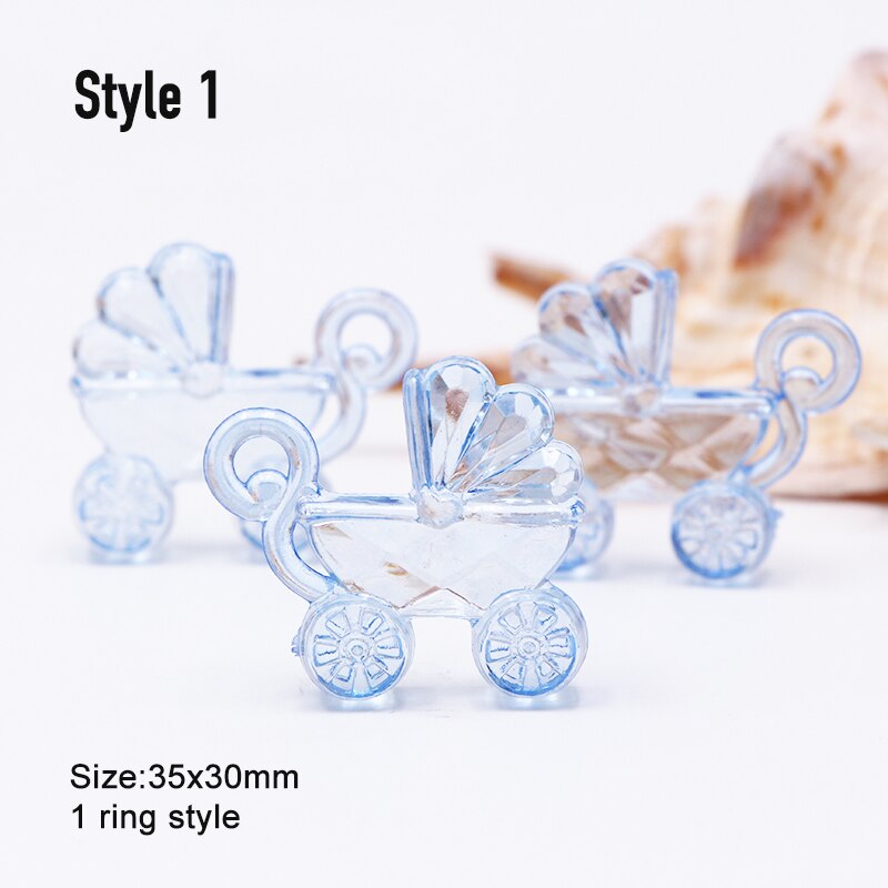 Mini calèche rose et bleu 30 pièces | Décor pour petite fête prénatale baptême, décoration pour boîte , gâteau annonce de naissance: Style 1 blue-30pcs