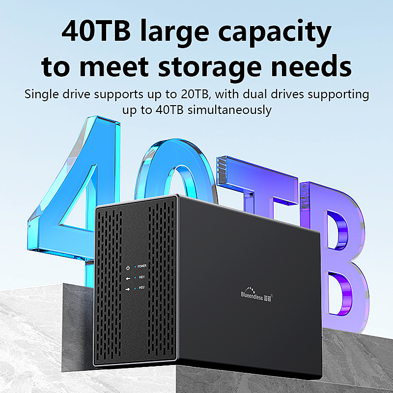 Blueendless Dual Bay RAID hard disk 3.5 USB 3.0 External Type C Dual Hard Drive Enclosure SATA Array box HDD Server Case hdd