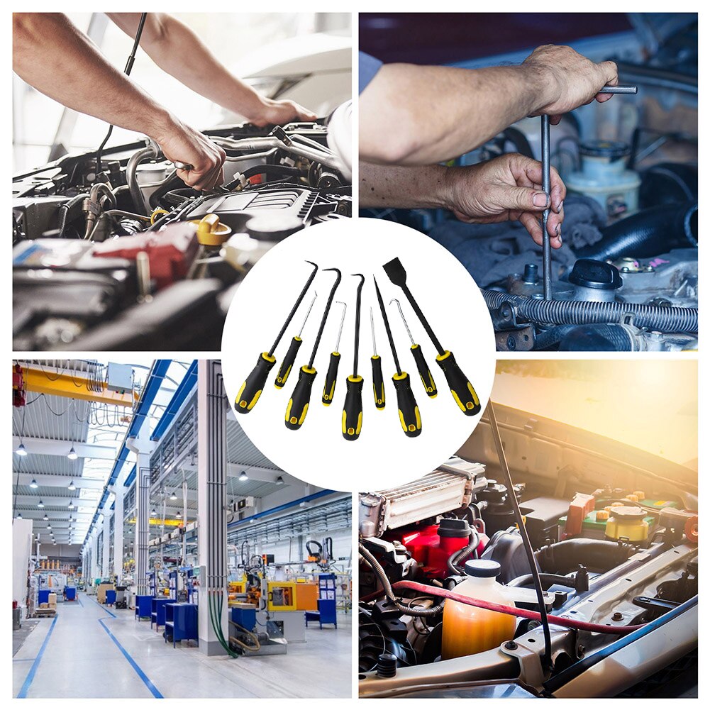 9pcs Oil Seal O-Ring Hook Pick Set Screw Driver Puller Remover Car Repair Hand Tool Air Cylinder Cleaning Set Tools