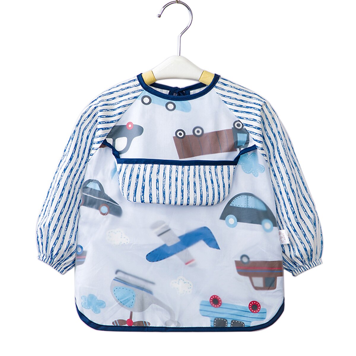 Enfant bébé Art Smock alimentation bavoir tablier poche imperméable chiffons manches longues avec receveur de nourriture