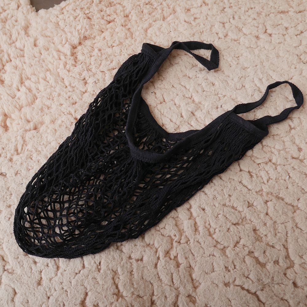 Mesh Boodschappentas Herbruikbare String Fruit Opslag Handtas Bakken Vrouwen Winkelen Mesh Netto Geweven Zak Winkel Kruidenier Draagtas: black