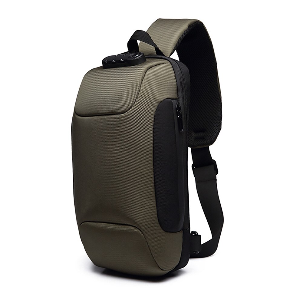 Codigo Lock Oxford tela viaje multifunción Running ligero Camping senderismo al aire libre Crossbody antirrobo hombres bolsa de pecho: Green