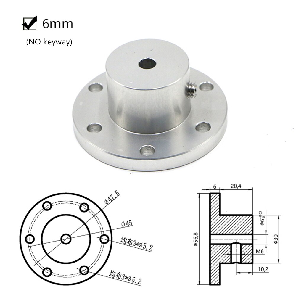 Omni wheel Flange Coupling Aluminum alloy diameter 5 6 8 10mm 12 14 15 16 18 mm keyway coupling