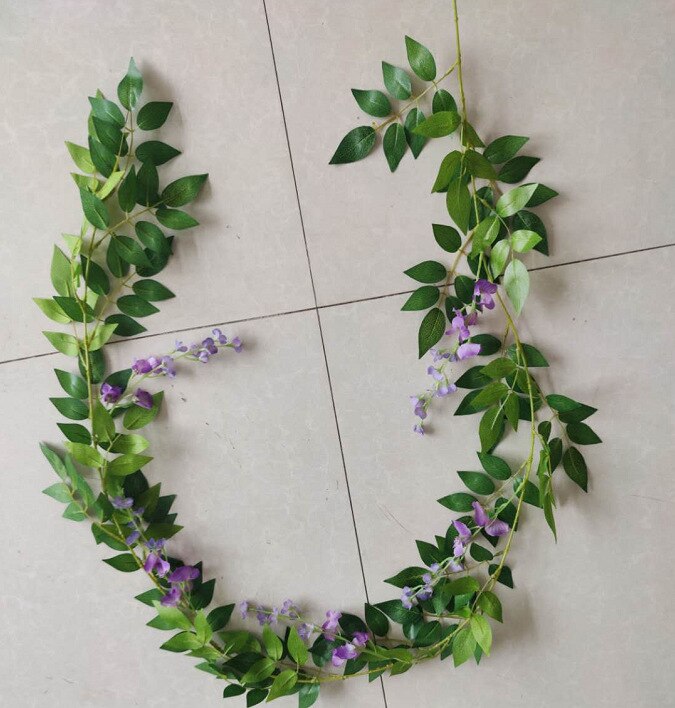 Guirnalda de hojas de Sauce de eucalipto verde Artificial, vid, boda, verde, hogar, de cumpleaños, mesa, pared, decoración de hojas verdes: model 4