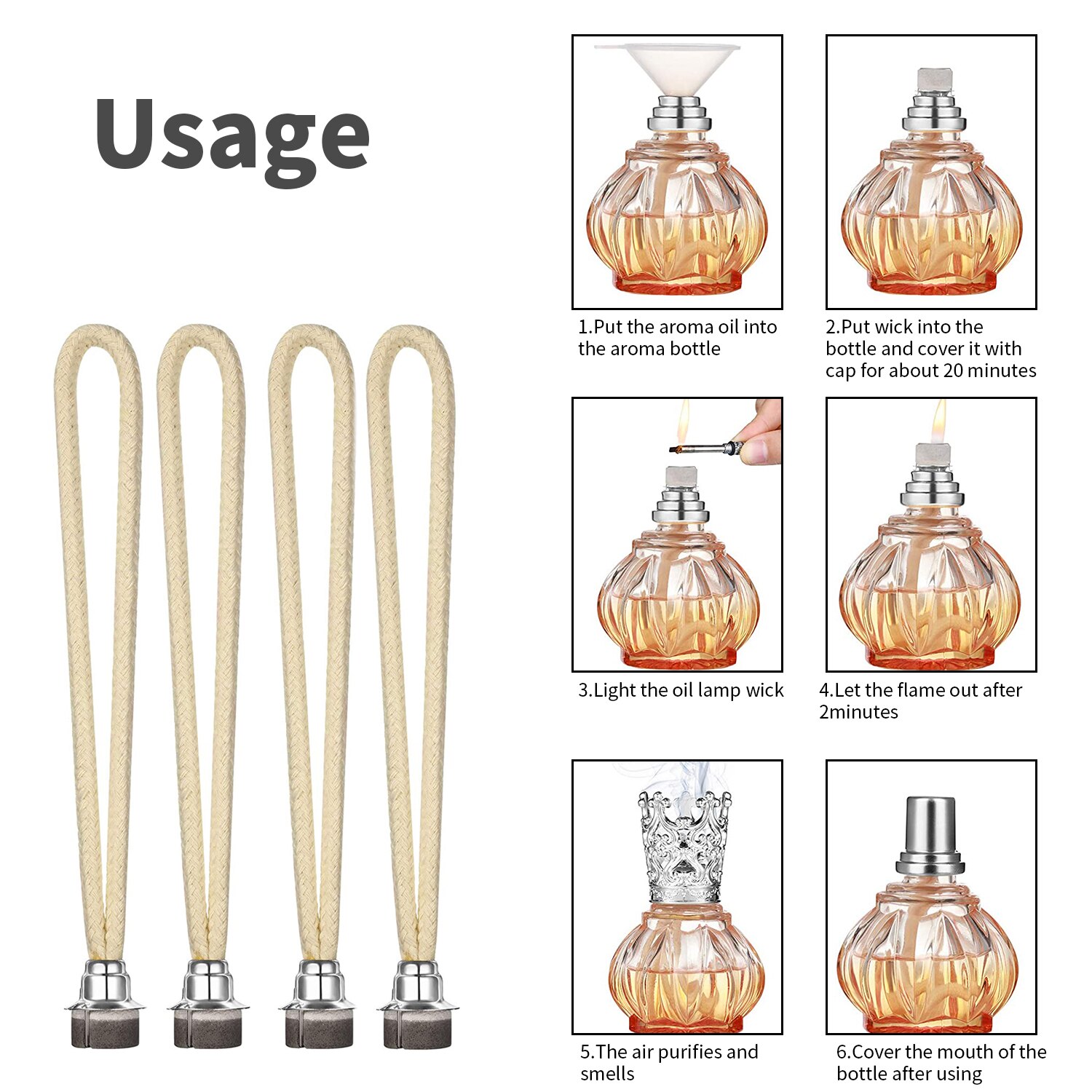 1PC 0.71Inch Oil Lamp Wick Replacement for Diffuser Aromatherapy Decor Air Tightly Control Catalytic Burner Fragrance Lamps Wick