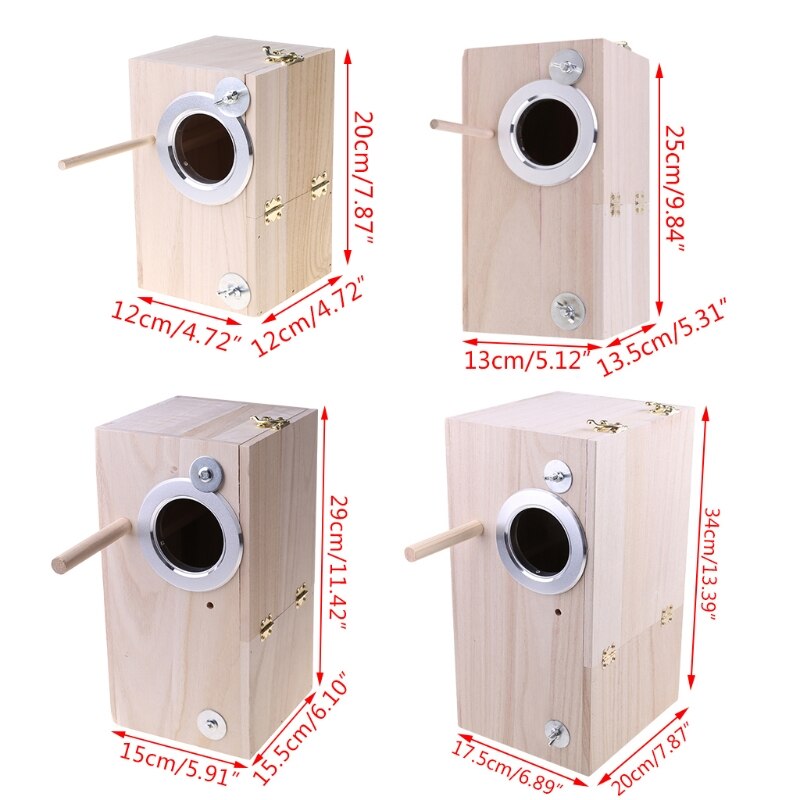 Wooden Bird Nesting Breeding Box House Parakeet Mating Case with Clear Window for c.ckatiel Finch Canaries Lovebird Conure