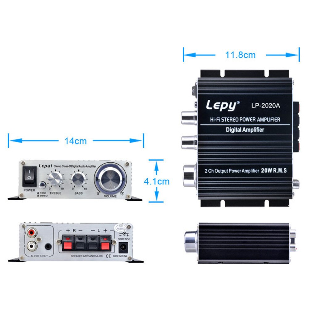 AMPLIFICADOR DE COCHE Digital de pequeño amplificador de potencia de alimentación estándar de EE 3A UE/EE. UU/Reino Unido plug negro de LP-2020A