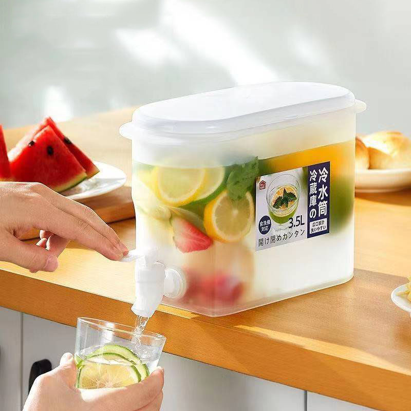 Cold Water Jug With Tap Water Beverage Dispenser Fruit Teapot Tank Refrigerator Plastic Kettle Pot Cold Water Jug For Lemonade