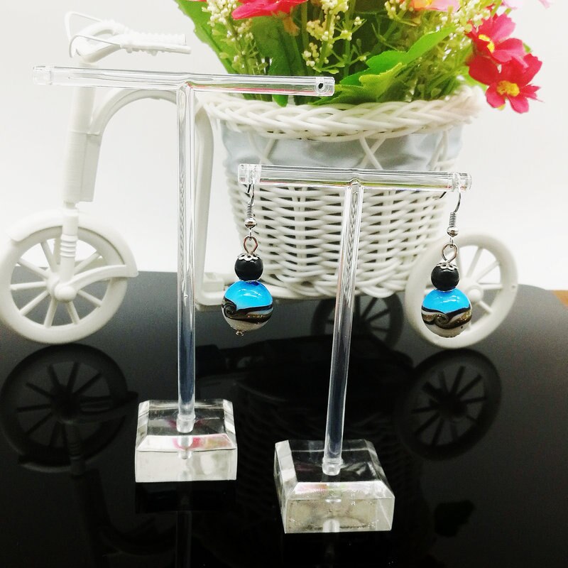 1 Juego tipo T soporte de exhibición de aretes de acrílico estante de exhibición de joyería soporte para pulsera Mental Rack marco