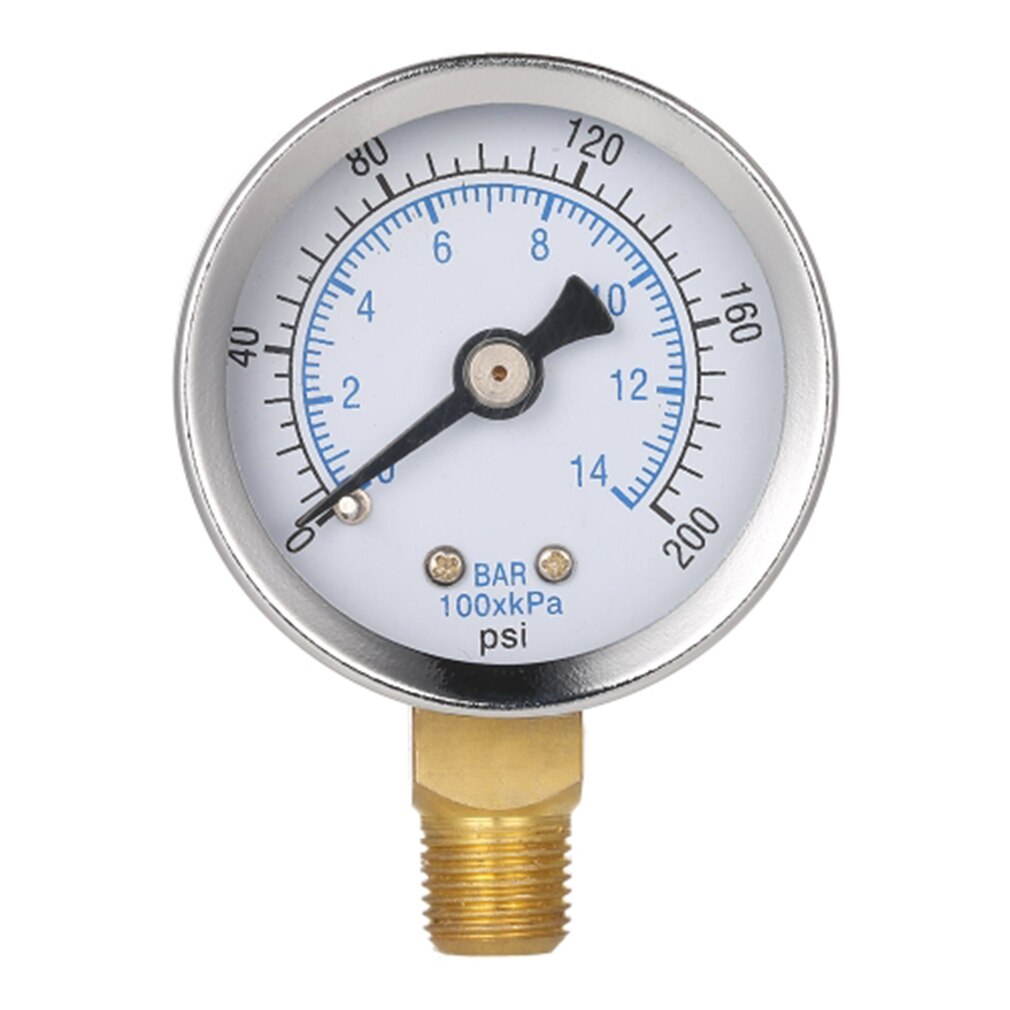 0-200psi 0-14bar Mini Pressure Gauge Dial Air Compressor Meter Hydraulics Pressure Tester Double Scale Measurer Side Mount