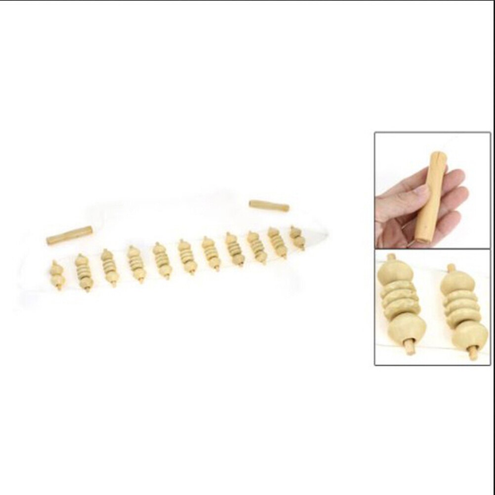 Massage Convenient Wooden Wheel Full Body Neck Back Leg Waist Roller Massage Theraputic Care