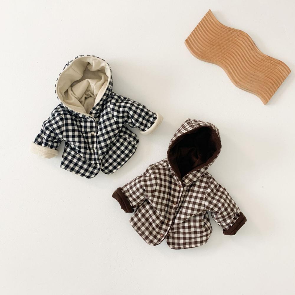 Winter Verdikte Kinderen Katoenen Jas Koreaanse Versie Plaid Baby Gewatteerde Jas Warm Jongens Meisjes Outerwears Hooded Doek
