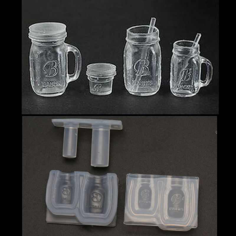 3D Mini Milk Tea Cup Bottle UV Resin Silicone Mold Miniture Food Play Mold Tool