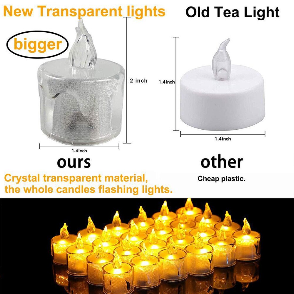12Pcs LED Candle Lightings Electronic Battery Operated Candle Lights Flameless Flickering Candles Lamp Party Decor Candles Bulk