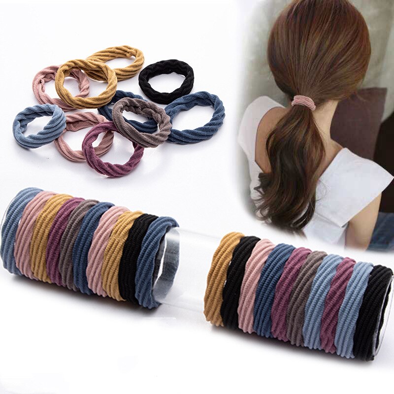 10 stk / parti hår tilbehør kvinder elastikker 7 farver scrunchy hovedbeklædning elastikbånd tyggegummi til pige kid hestehale holder pandebånd