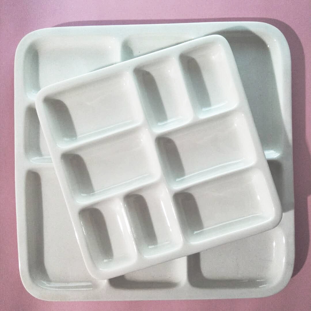 White Ceramic Palette Multi-Grid Watercolor Pastel Chinese Painting Calligraphy Paint Box Calligraphy Art Supplies palette