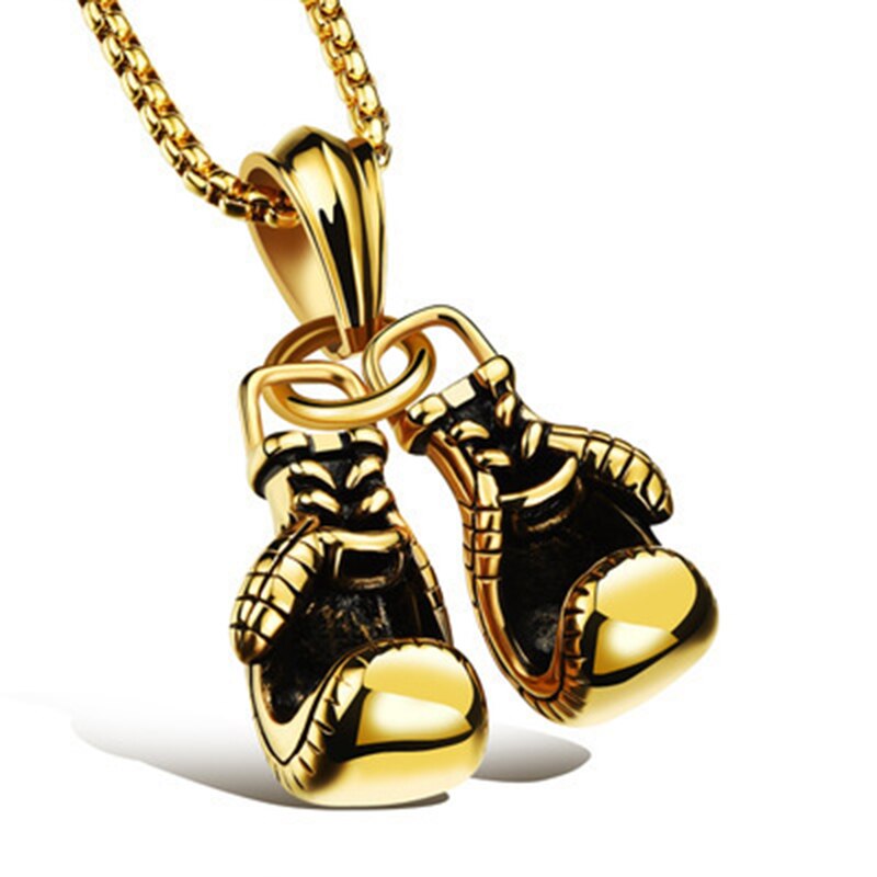 Gloves Pendant Necklaces Barbell Dumbbell Classic Charm Sporty Style Long Chain Necklaces For Male Men Fitness Enthusiast: M023 Gold