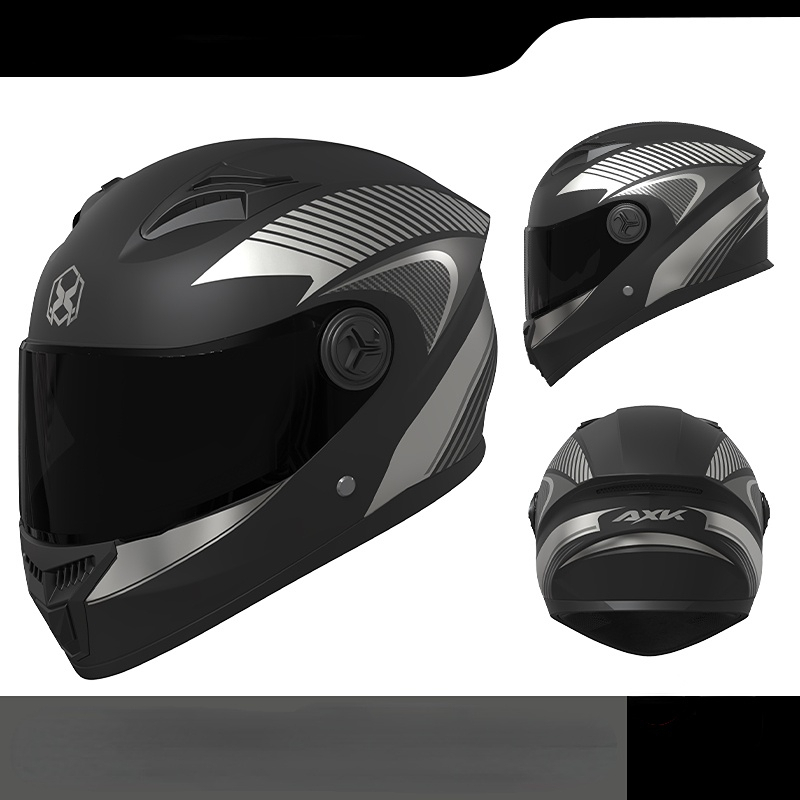 Dubbelvizier Motorhelm Racehelmen Veiligheid Unisex Motorfiets Sporthelm Full Face Winter Warm Met: GRIJS