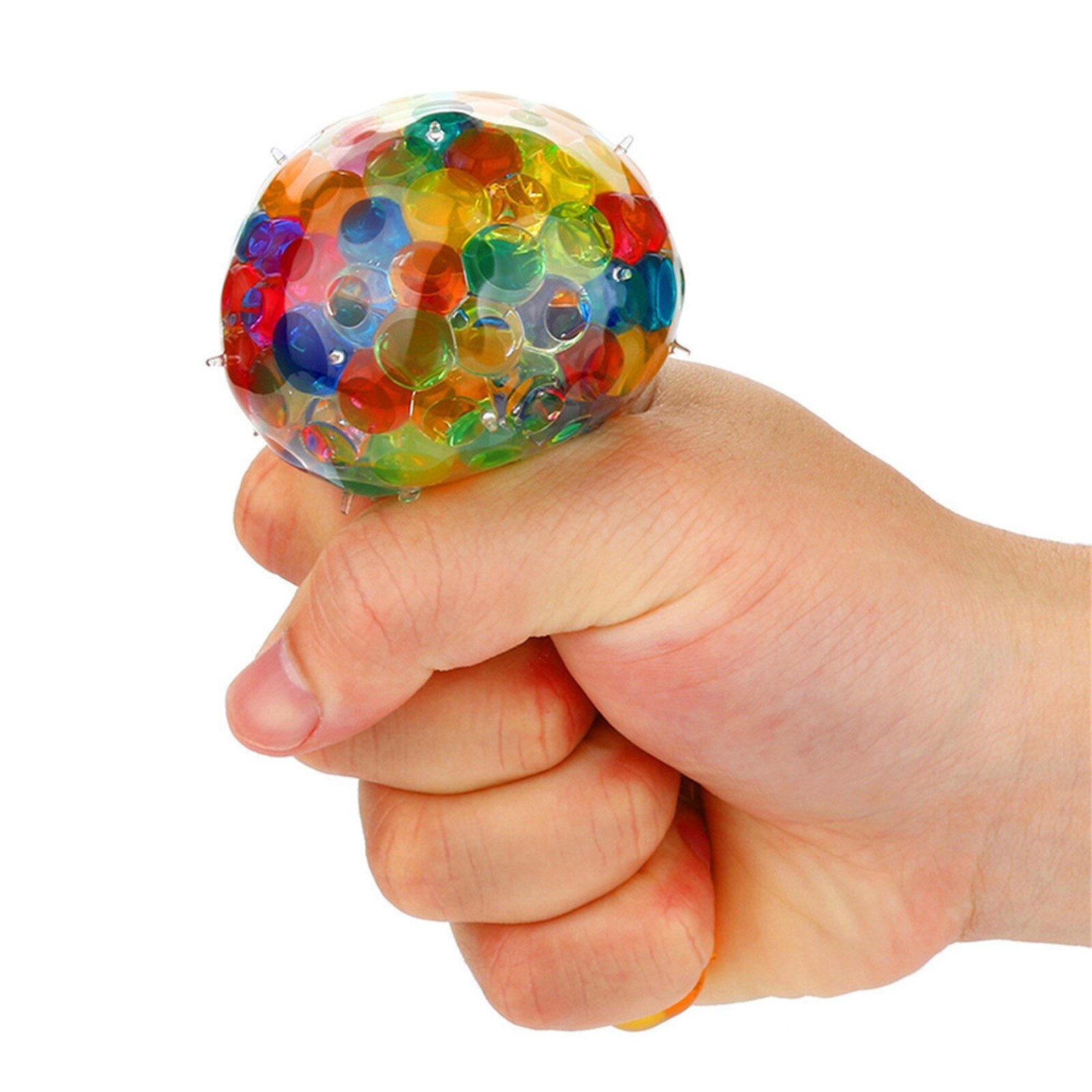 Spongy Rainbow Ball Toy Squeezable Pressure Toy Stress Relief Ball Toy 10ml Rainbow Novetly Squeeze Ball Mesh Squishy Balls