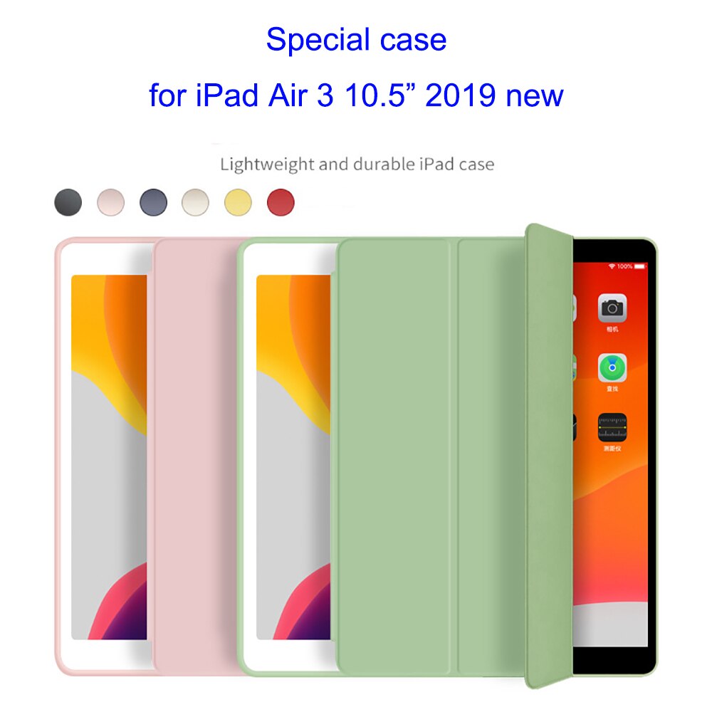 Soft Silicone Case voor iPad Air 3 10.5 inch A2153 A2123 A2152 A2154 PU Smart Cover Auto Wake funda Beschermende Shell