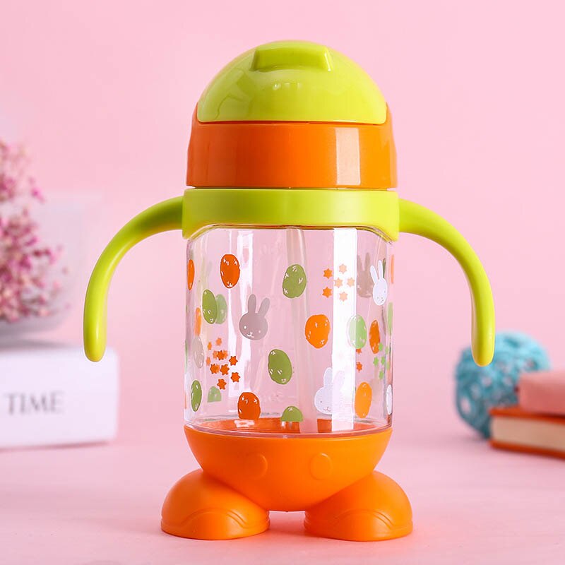 Bijgewerkt Duurzaam Baby Luier Kids Straw Cup Drinkfles Sippy Cups Met Handvatten Leuke Voeden Fles 300/500ml