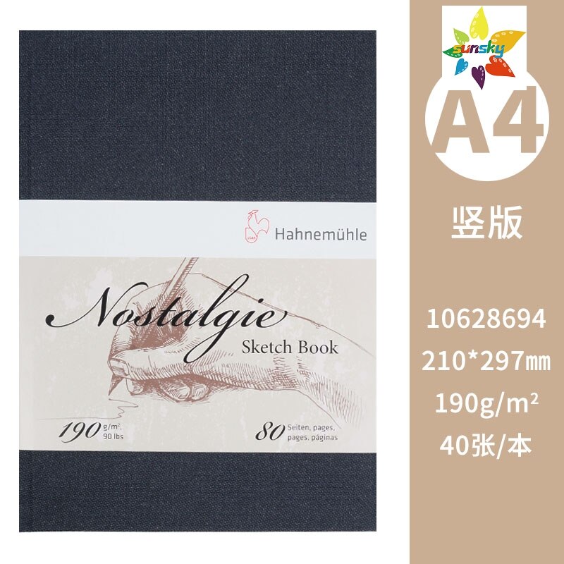 Hahnemuhle – carnet de croquis de Nostalgie, papier blanc naturel, 190g/m2, bianco naturel, 80 pages, éveille, se sent à la fois solide et flexible: 10628694
