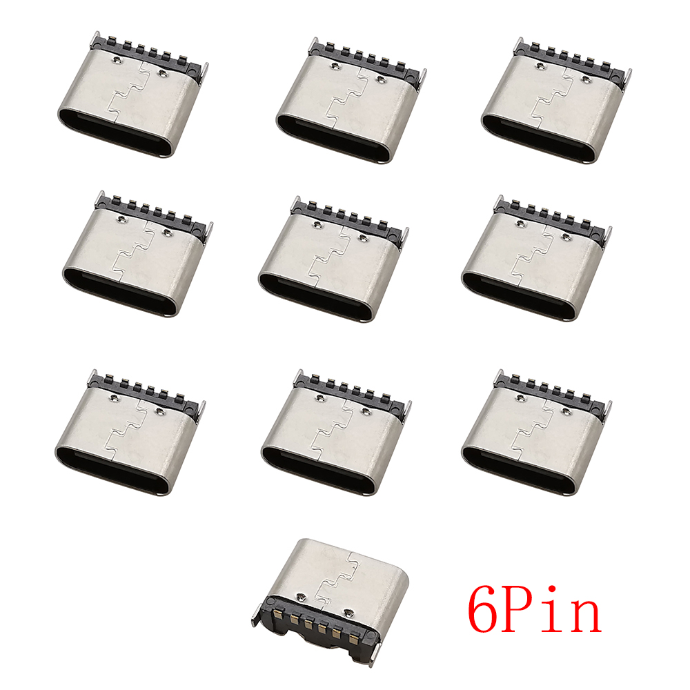 Connecteur USB Type C femelle, 2/6/16/24 broches, prise SMD SMT type-c, Port de chargement pour le soudage de PCB, adaptateur de réparation, bricolage, 10 pièces: Orange
