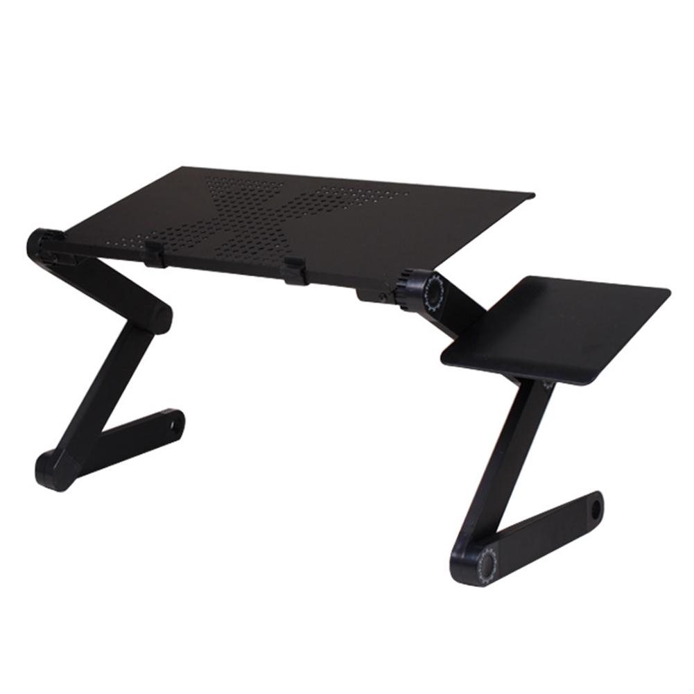 Justerbart aluminium bærbart skrivebord ergonomisk bærbart tv seng sofa pc bord stativ notisbok bord bord stativ med musematte: Svart