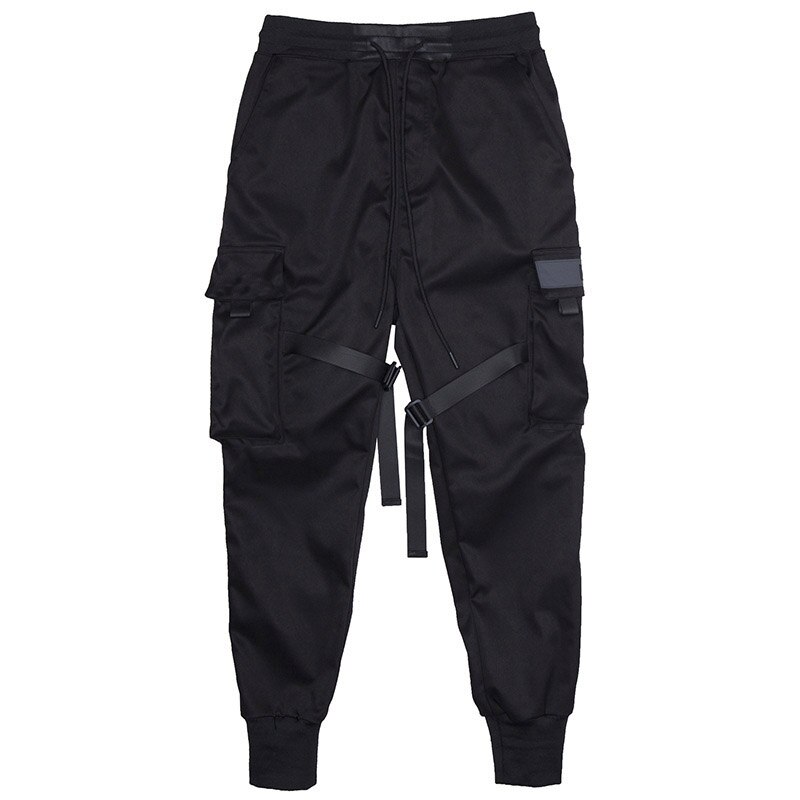 Uomini Nastri di Colore Black Block Tasca Dei Pantaloni Cargo Harem Pantaloni Harajuku Sweatpant Pantaloni Hip Hop