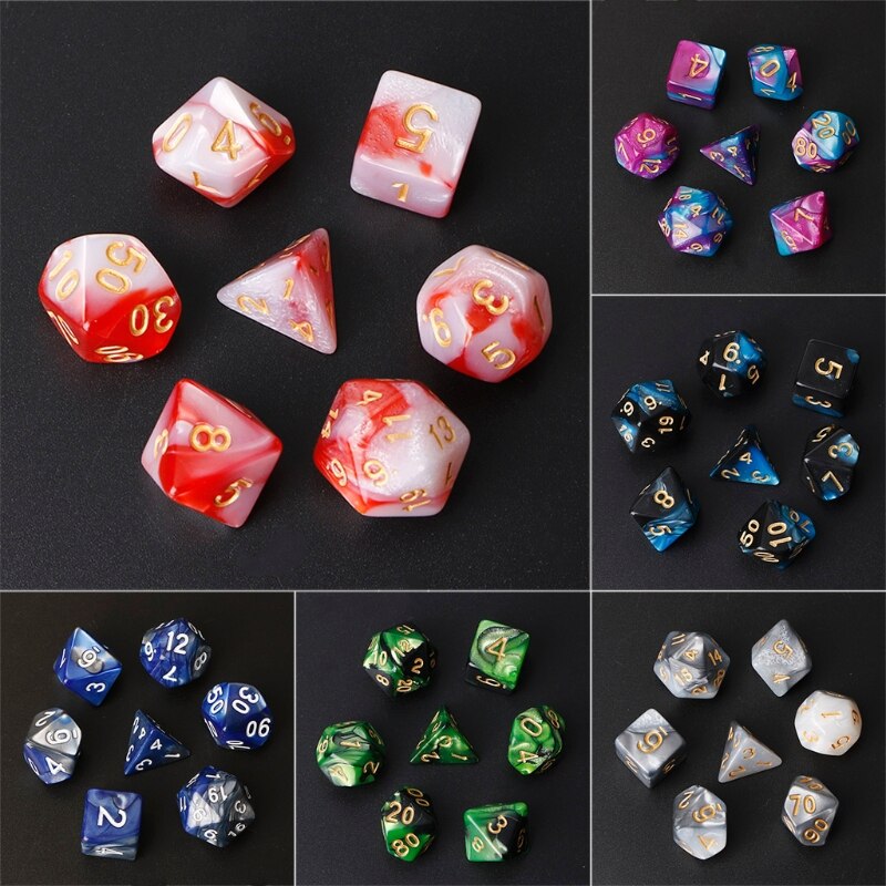 Spedizione gratuita 7 pz/set acrilico poliedrico dadi per TRPG gioco da tavolo D4-D20 ma28 21 all&#39;ingrosso