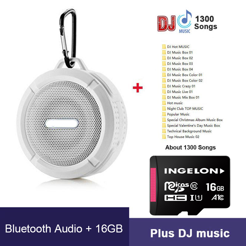 Outdoor Waterdichte Bluetooth Bass Stereo Draagbare Zuignap Speaker Call Functie Reizen Kleine Mini Waterdichte Luidspreker: C6-Audio-W-16GB