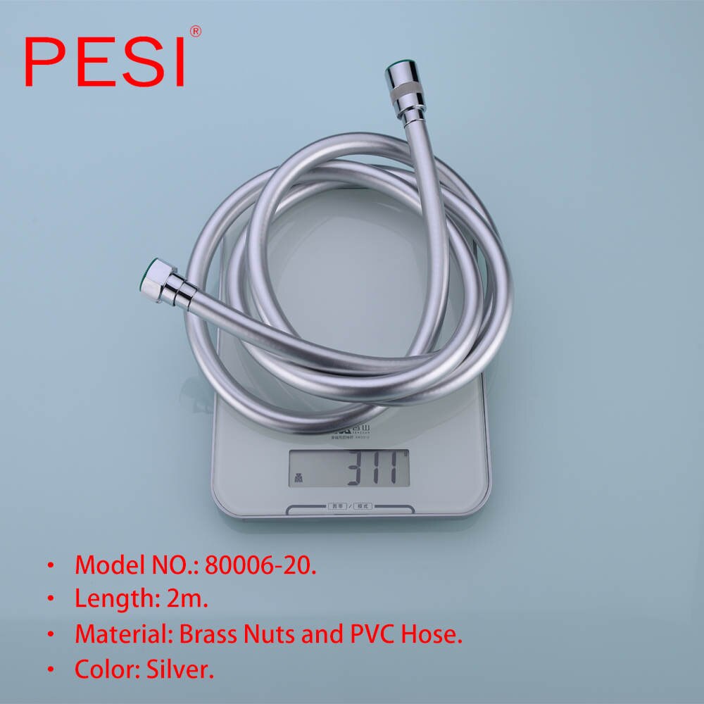 PVC wysokie ciśnienie 1.5m/2m pogrubienie anty-meandrowy gładki wąż prysznicowy robić kąpieli ręczny prysznic elastyczny wąż prysznicowy.: srebro 2m