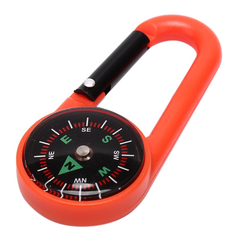 1pc portable carabiner compass 7x3cm multifunctional hiking compass suitable for camping hiking trip rock climbing: Orange