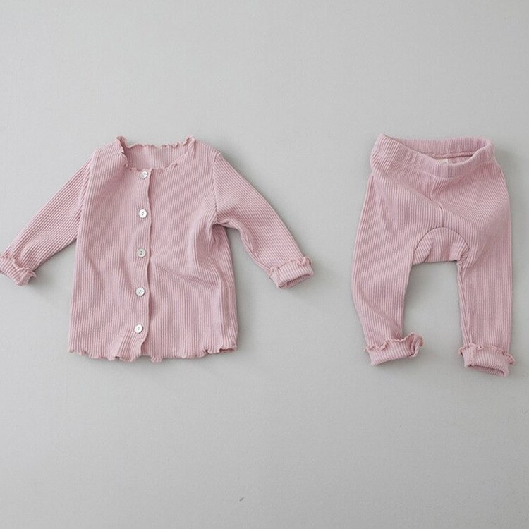 Høst 2 stk/sett spedbarn jenter strikket genser med bukse klær nyfødt baby jente bomull cardigan klær prinsesse 24m