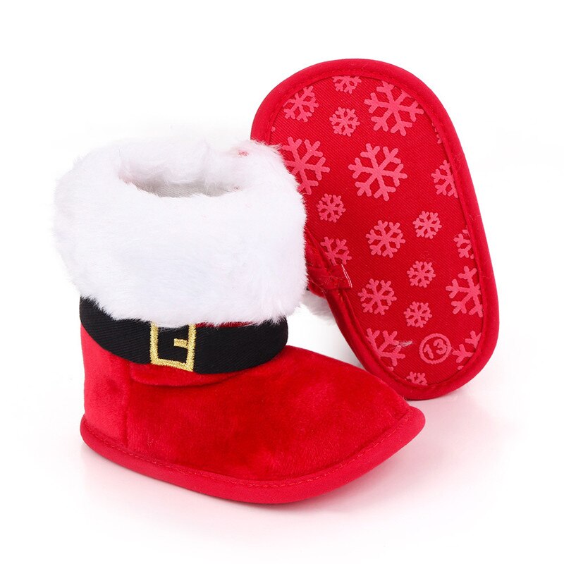 2020 do inverno Do Natal Papai Noel Botas Botas de Neve Quente Primeiro Walkers Do Bebê Infantil Crochet Malha de Lã Sapatos Para Meninos Das Meninas Presente