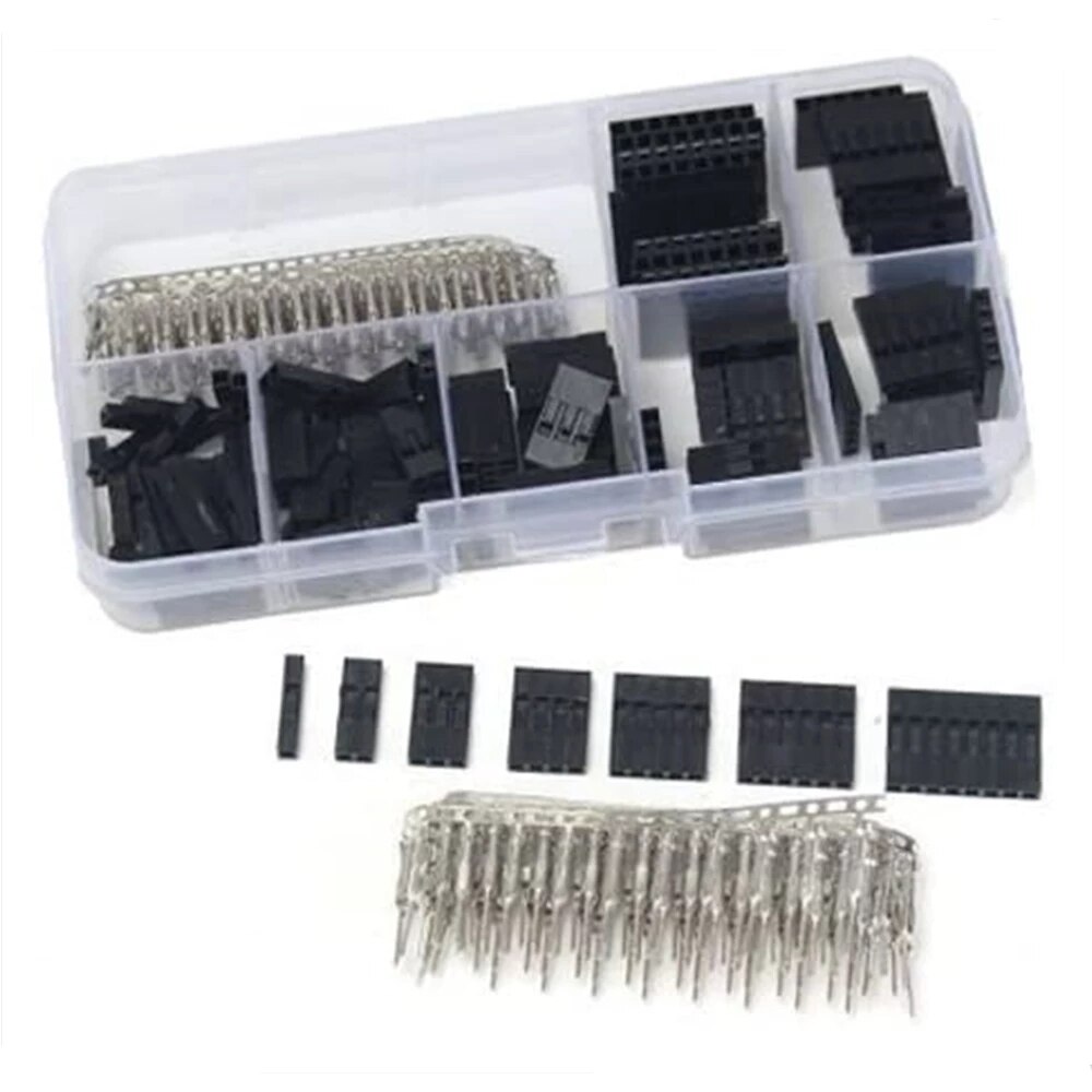 620Pcs Dupont Connector 2.54mm, Dupont Cable Jumper Wire Pin Header Housing Kit, Male Crimp Pins+Female Pin Terminal Connector