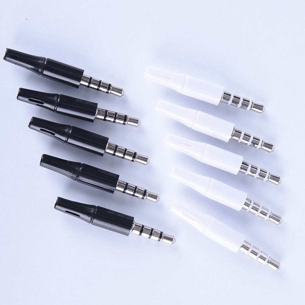 10pcs/lot 3.5mm Stereo Headset Plug Jack Outlet 2.5mm 4 Pole 3.5 Audio Plug Jack Adaptor Connector For Phone White And Black