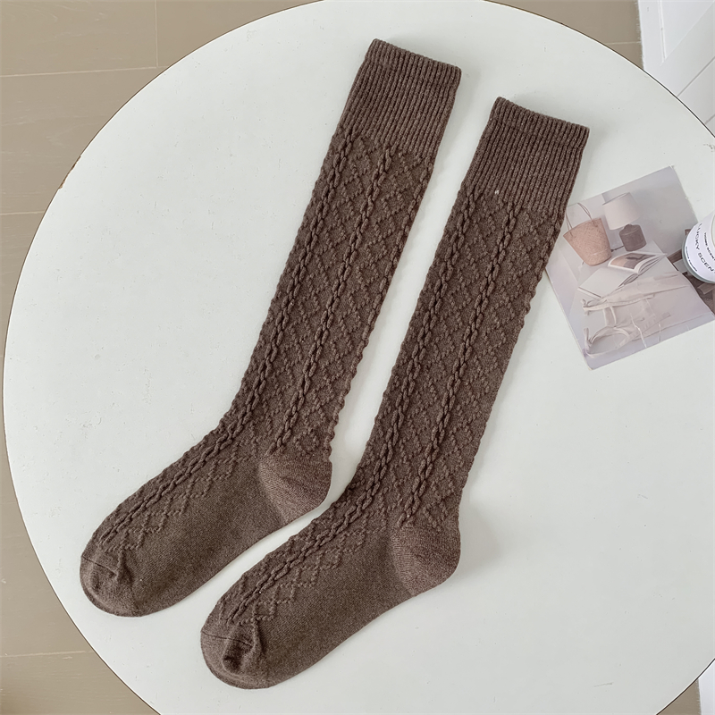 Medias Retro para mujer, calcetines hasta la rodilla de Color sólido de estilo japonés de para mujer, calcetines largos informales cálidos de estilo coreano: Azul
