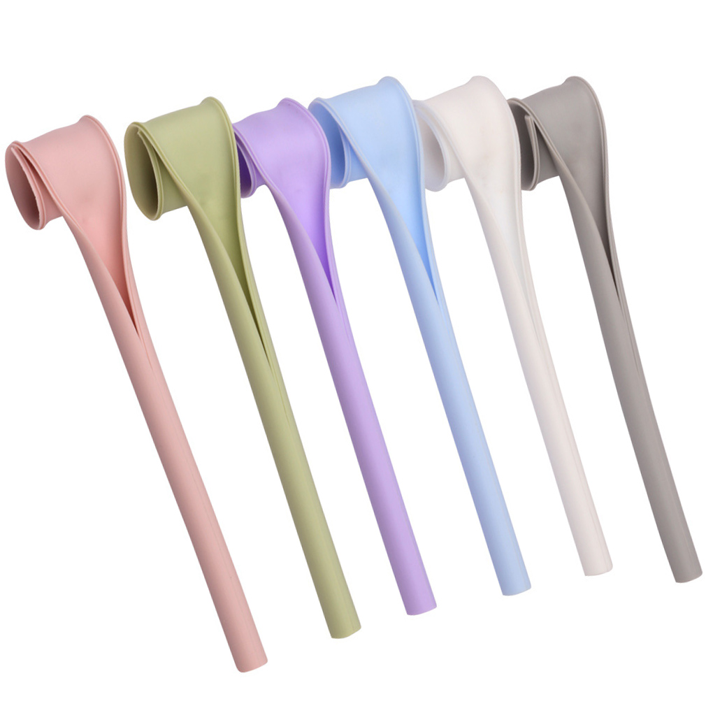 6pcs/set Reusable Washable Opening with One Click Home Straw Silicone Tableware Straw for Travel