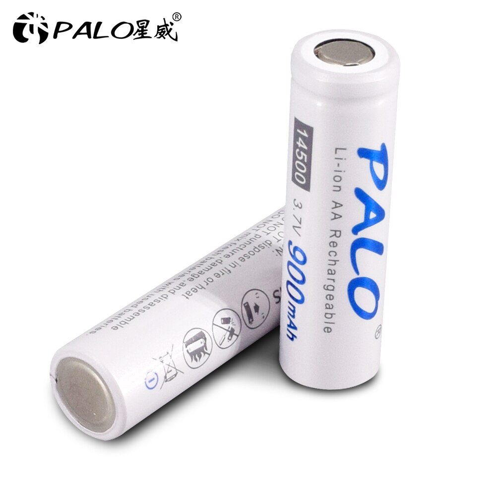 PALO 4PCS 14500 900mah 3.7v Li ion Lithium Rechargeable battery for Flashlight