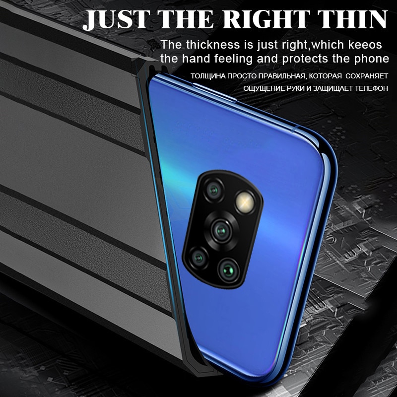 Aurora's robuuste impact case voor xiaomi poco  x3 nfc luxe hybride pantser schokbestendige harde pc + tpu voor pocophone  x3 case