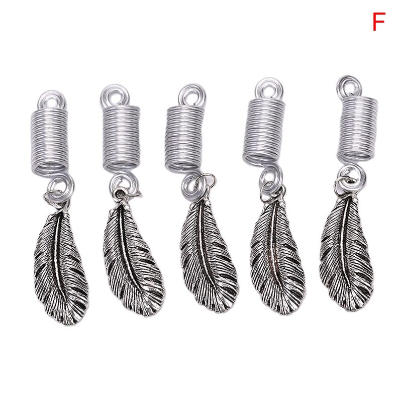 5 stk metal afrikansk hårringe perler manchetter rør charms dreadlock dread hår fletninger smykker dekoration tilbehør guld sølv: F