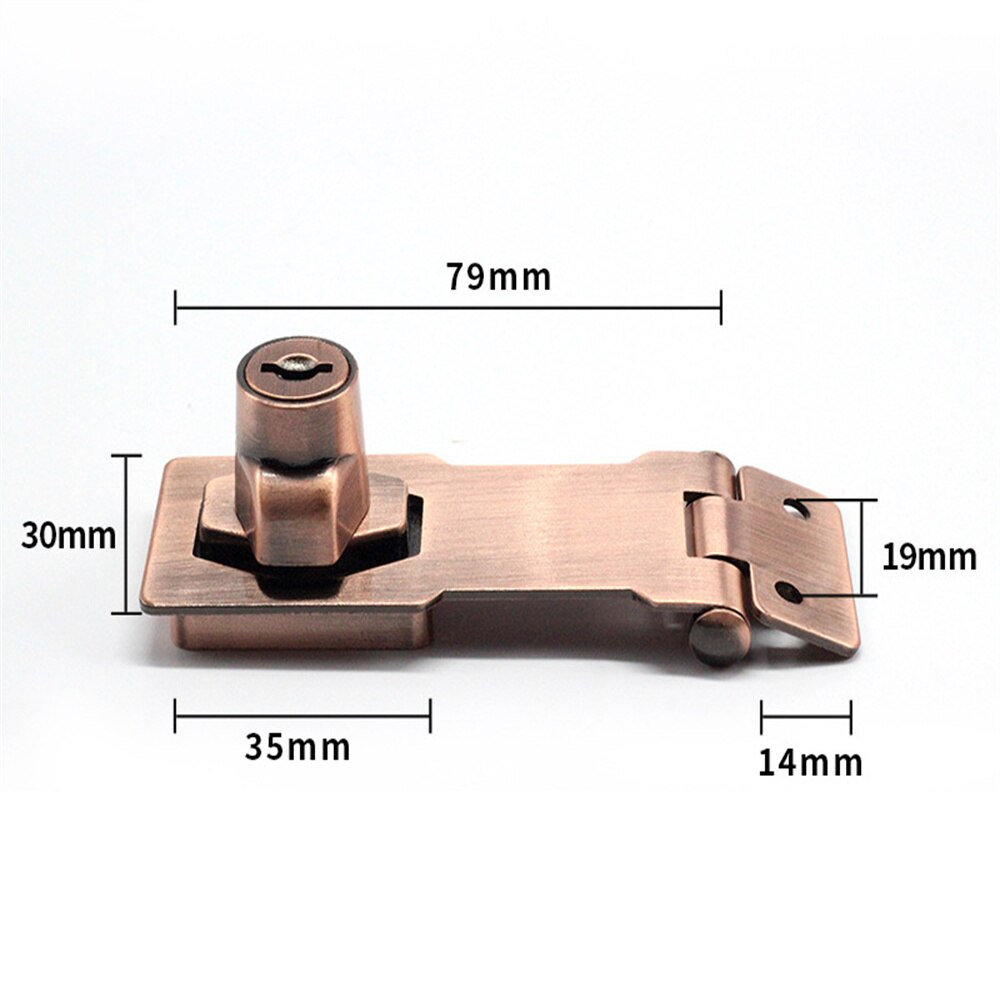 1pc Heavy Duty Locking Hasp With Keys Padlock Cupboard Wooden Box Lock Door Hardware Accessories Drawer Lock home Lock Pick Set: Red bronze-3 inch