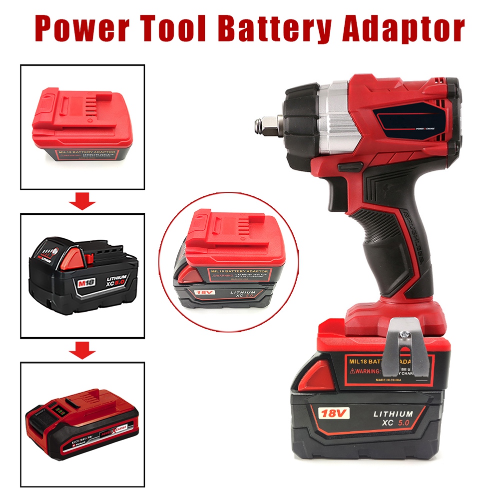 Akku-Werkzeug-Adapter-Konverter für Milwaukee 18 V Li-Ion-Akku für Einhell Power X-Change 18 V Li-Ion-Akku-Werkzeug