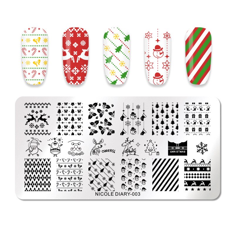 Nicole Diarty Kerst Halloween Stempelen Plaat Bloem Stempel Template Nail Art Image Plate